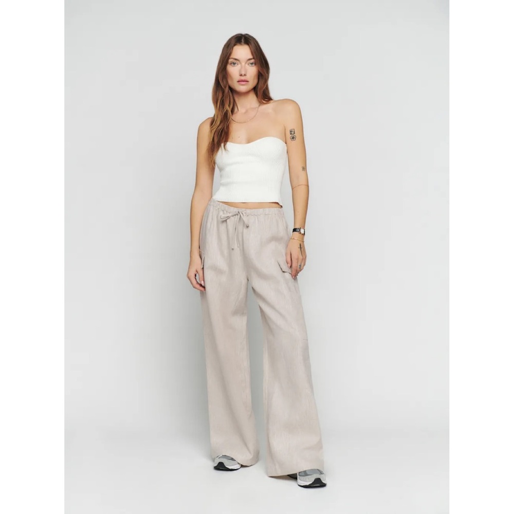 Reformation Wide Leg Pants in Light Gray